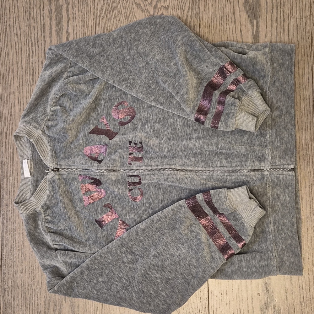 Zara Kids Gray Velvet Zip Up, Size 9